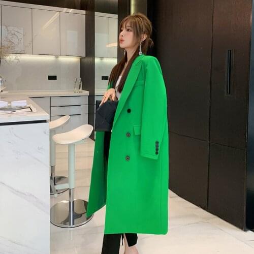Green 2021 New Style Windbreaker Womens High-end Spring Wear Medium Length Temperament Spring and Autumn Womens Age Reducing
