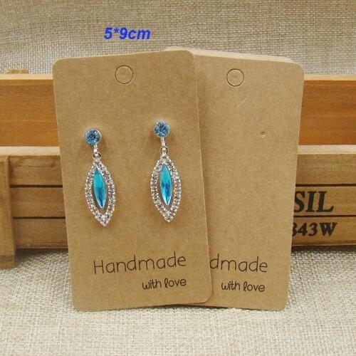 2017 new kraft earring packing card handmade with love print custom available jewelry paper cards 200pcs perlot