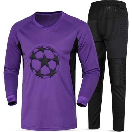 New Soccer Goalkeeper Jerseys Kit Sponge Protector Long Sleeve Suit Men Soccer Goal Keeper Jersey Uniforms Football Training Set
