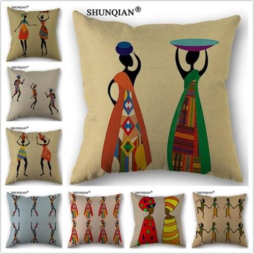 WZ4121 Creative African Art Pillowcase Cotton Linen Woven Pillowcase Custom Bedroom Pillowcase Decorative Pillow Cases