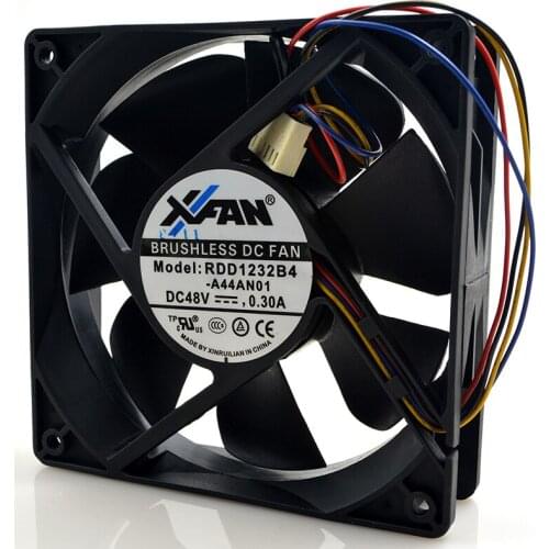 Original FOR XFAN RDD1232B4 48V 0.30A 12032 12CM 4 Line PWM temperature Control Ball Fan