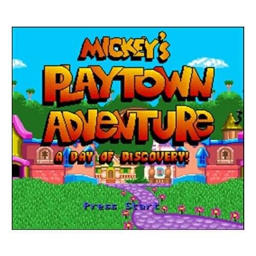 Mickeys Playtown Adventure - A Day of Discovery NTSC Version 16 Bit 46 Pin Big Gray Game Card For USA Game Players