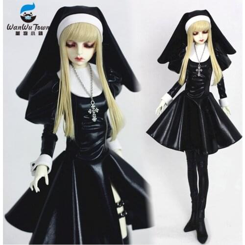 Accept Custom Suit Killer Nun Black Nuns'dress Full Dress Long Skirt 1/3 1/4 BJD IP DD SD MSD Doll Clothes