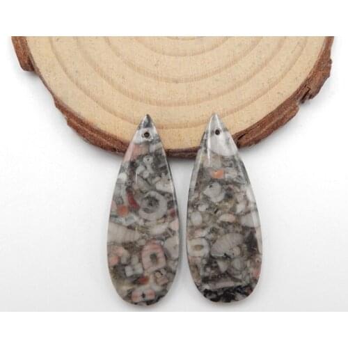 Selling! Natural Crinoid fashion Semi-precious stones, Jewelry accessories women Earrings Bead 36x14x5mm7.3g