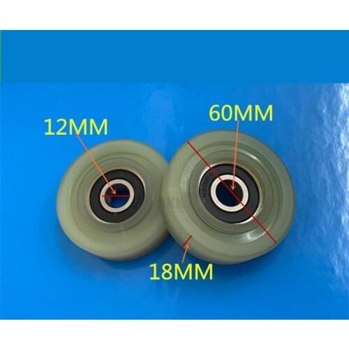 Rubberized Wheel 4PCS 12*60*18 PU Polyurethane Wheel 6201 POM Rubberized Bearing Nylon Guide Positioning Pulley Roller 12X60X18