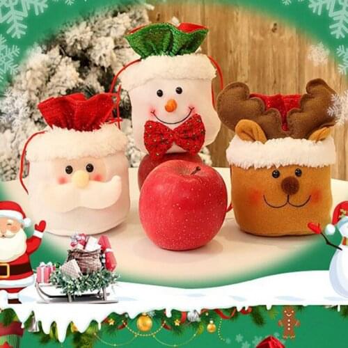 Santa Claus Snowman Pattern Christmas Gift Bags Apple Storage Bag Candy Bags Jewelry Candy Storage Kids Gift Pack Decoration