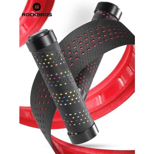 ROCKBROS Mountain Bike Bicycle MTB PU Wrapped Handlebar Cover Grips Comfortable Anti-slip Cycling Handle Grip Ring Lock Bar End