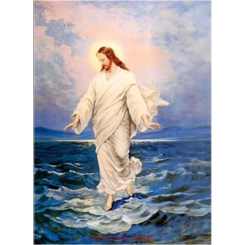 Needlework for embroidery DIY French DMC High Quality - Counted Cross Stitch Kits 14 ct Oil painting - Jesus Walking on Water