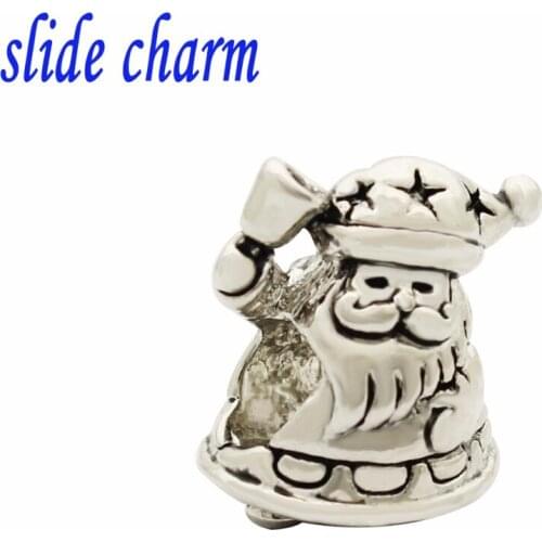 Slide charm Free shipping Mother luxury goods brand shake bells Santa charm beads fit Pandora bracelet Christmas Valentines Day