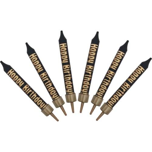 6PCS Birthday Candles Black Gold Letter Birthday Candl Cupcake Topper Candle Wedding Anniversary Holiday Candle Cake Thrifty