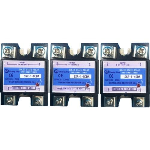 Good quality good reputation solid state relay 40A 60A 80A single phase industry class SSR realy output 35~480VAC input 3~32VDC