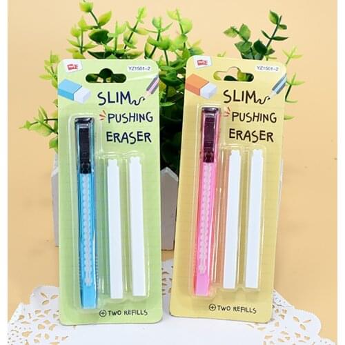 Retractable Click Eraser Set Pencil Erasers with Grip+ Two Refills Cute Earsers for Kids Students Office School Supplies