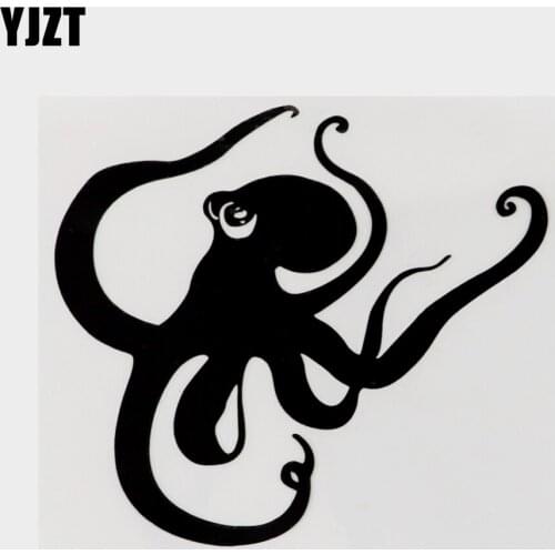 YJZT 12.5CM×11.1CM Creative Vinyl Black/Silver Decal Tentacle Octopus Marine Animals Car Sticker 18A-0162