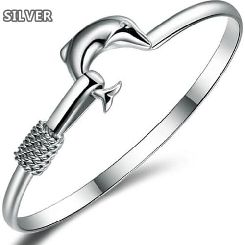 South Korean jewelry Dolphin bracelet wholesale Korean version of the fashion bracelet copper plated silver hand ornaments