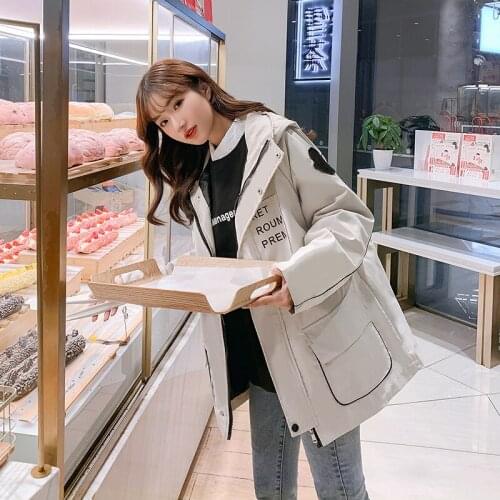 Kpop Plus Size Women Hooded Tooling Jacket 2020 Spring And Autumn Letter Print Loose Zipper Long Sleeve Female outwear 3XL Z332