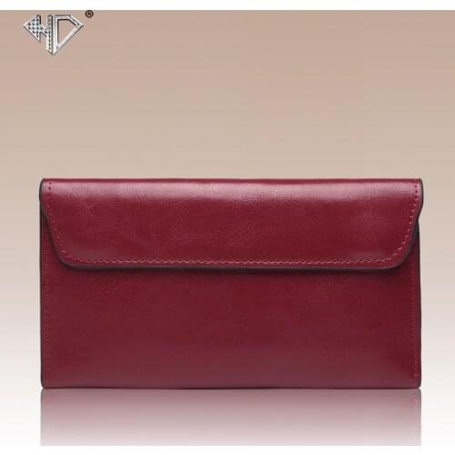 Cowhide Leatherr Retro Womens Wallets Purses Card Holder Hand Wallet High Quality Luxury Personality Long Phone Purse