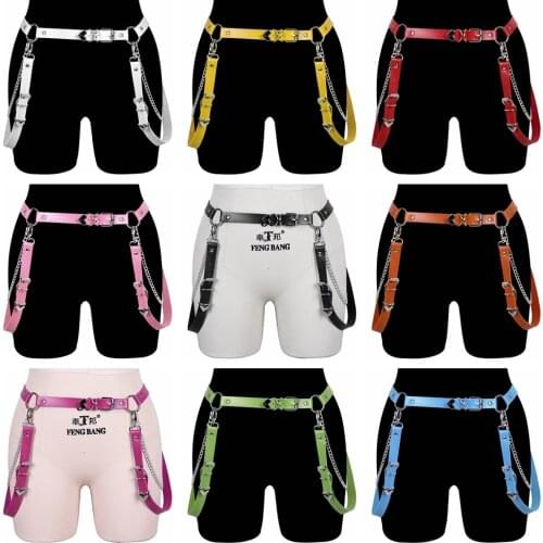 Punk Dance Rave Wear Body Harness Fashion Harajuku Tight Leg Harness Bondage Suspender Strap Women Sexy PU Leather Garter Belt