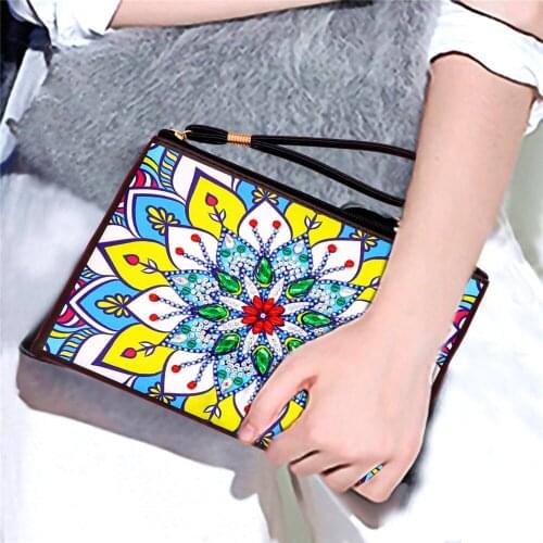 HUACAN 5D Diamond Painting Wallet Women DIY Special Shaped Diamond Art Embroidery Flowers Handmade Gift