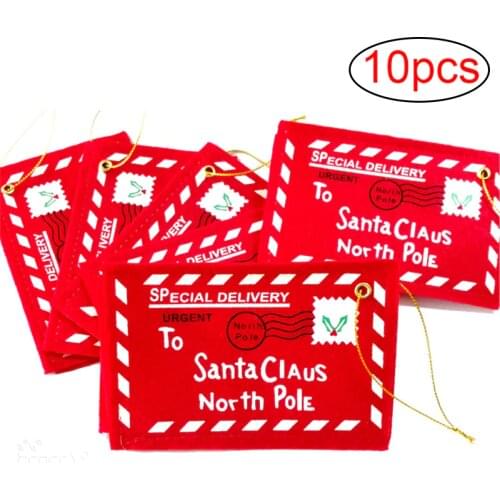 10pcs Letter Candy Bag To Santa Claus Felt Envelope Embroidery Christmas Decoration Ornament Children Kids Gifts