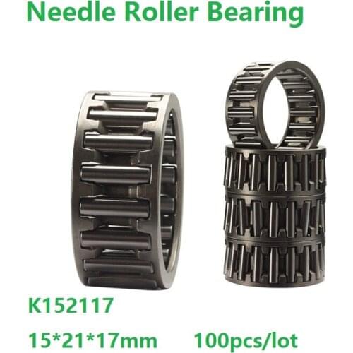 100pcs/lot K152117 K15X21X17 Needle Roller Bearing 15×21×17mm Radial Needle roller and cage assemblies 15*21*17mm