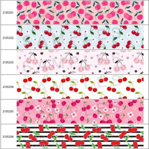 10yadrs Cute Fruit Cherry & Strawberry Pattern Printed Grosgrain / Satin Ribbons