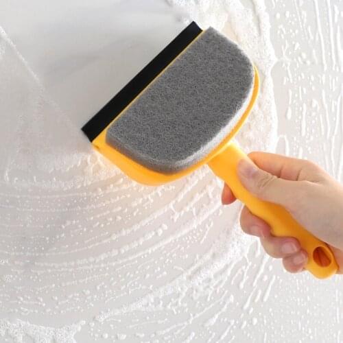 2 In 1 Double Sided Window Cleaning Tool Squeegee Sponge Scrubber Scraper Cleaner Brush for Shower Door Bathroom Glass Washbasin