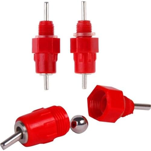 20 Pcs Quail Chicken Drinking Water Nipples Red Steel Ball Drinkers Use for Poultry Drinking Cup
