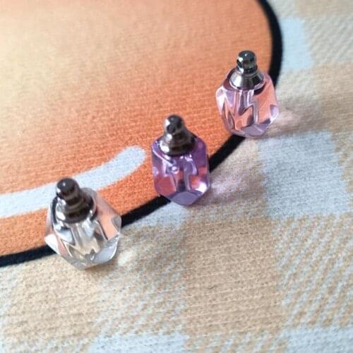 3pcs Purple+Clear+Pink Perfume Bottle For Pendants Necklaces Artificial Crystal Gifts Glass