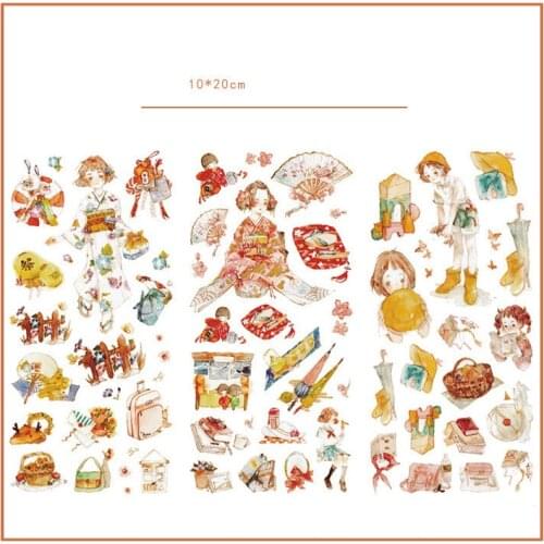 3pcs/lot Kawaii Tokyo Girl Journal Decorative Stickers set Scrapbooking Stick Label Diary Japanese Stationery Album Stickers
