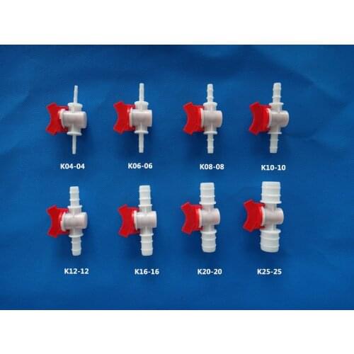 4mm 6mm 8mm 10mm 12mm 16mm 20mm Hose Barb Two Way Plastic Ball Valve Aquarium Garden Micro Irrigation Connector