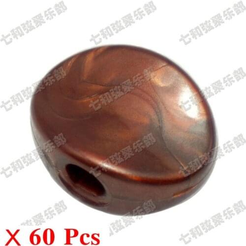 60 Pcs Coffee Plastic Guitar Tuning Peg Tuners Machine Head replacement Button knobs Handle Concave Style Small oval (XTY-SL-KF)