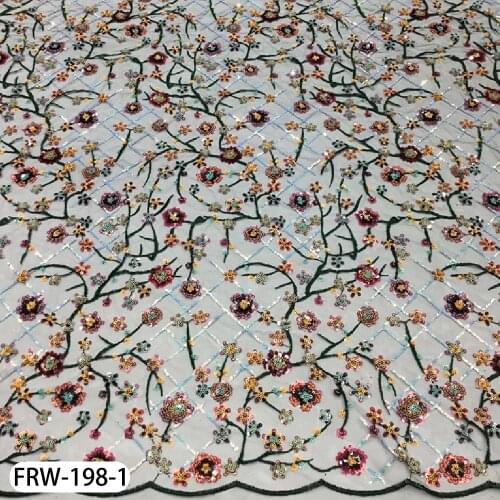 African 3d Flower Lace Fabric 2020 High Quality Nigerian French Lace Fabrics with Sequins for Wedding Dress FRW-198