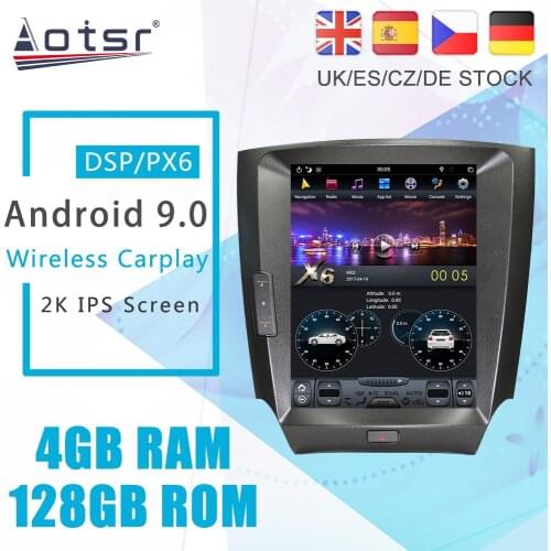 Android 9.0 128G PX6 Tesla Styel For Lexus IS250 IS300 IS200 IS220 IS350 2005 - 2012 Radio Car Multimedia Player GPS Navigation