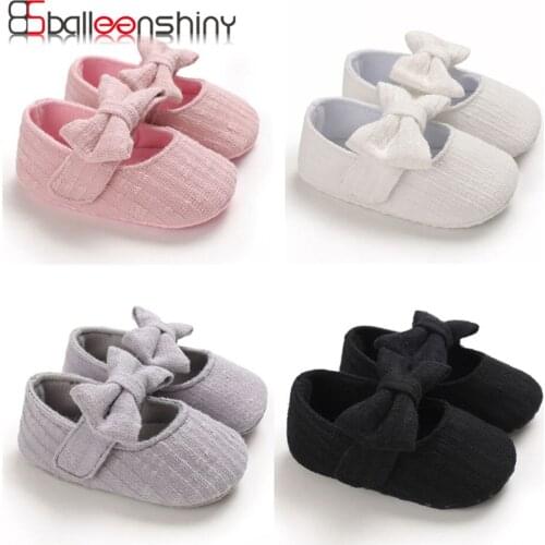 Balleenshiny Newborn Infant Pram Girls Princess Moccasins Bowknot Solid Soft Shoes Baby First Walkers Baby Girl Boy Shoes