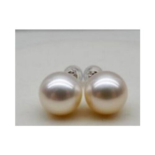 Free shipping luxury Noble jewelry Genuine AAA 10-11mm natural Australian south sea white pearl earrings