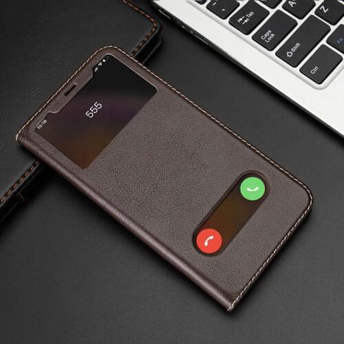 Genuine Leather Case For Iphone X 11 Pro XS Case For 11Pro Max Cover Window View Etui Coque For Iphone XR Case Magnetic Fundas