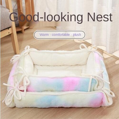 Colourful Cats Bed House Dog Bed Deep Sleep Dog House for Dogs Velvet Cute Cozy Cats Mat Beds Warm Pet Basket Kennel Dog Cushion