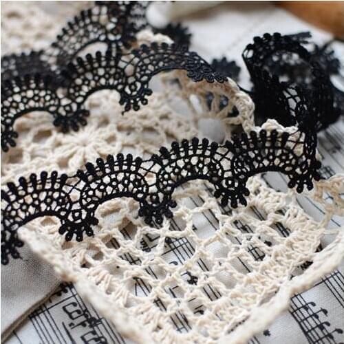 5 Meters 20mm Width Beautiful Flower Floral Cute Wave Black Venise Lace Applique Sewing Trims DIY Craft