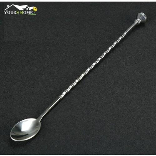 29cm Stainless Steel Cocktail Bar Spoon Spiral Pattern Bar Teadrop Spoon Stir Spoon Bar Tool Bartender Tools Barware