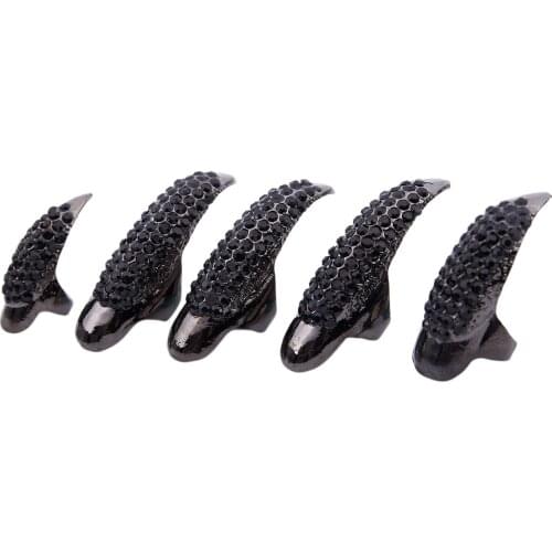 10Pcs/Set Diy Jewelry Punk Style Paved Paw Bend Fingertip Finger Claw Ring Set Fake False Nails Set