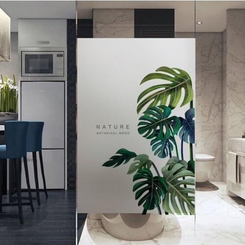 No glue Green Window film Frosted Privacy Glass Door Sticker Home Decor Digital print Plants Print stickers YYLZ1003