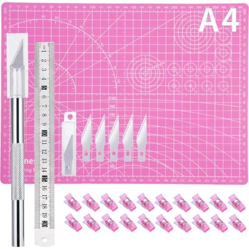 Hand Cutting Knife Set Tool Art Work Cutting Caving Sculpture Knife Ruler Cutting Mats Set A4 Cutting Pad