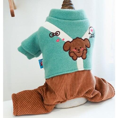 Dog Clothes Pet Romper Jumpsuit Winter Cute Thicken Coat Jacket Dog Clothing Puppy Cat Hoody Jumpsuits Overalls For Small Dogs L