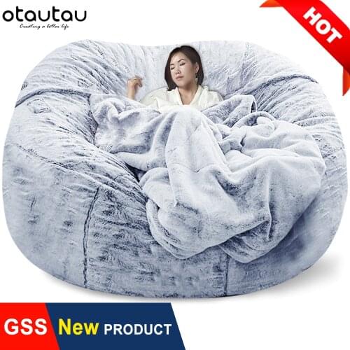 OTAUTAU 200cm No Stuffed Giant Bean Bag Sofa Pouf Slipcover Big Beanbag Chair Bed Seat Puff Ottoman Futon Relax Lounge Furniture