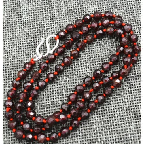 New 6mm Faceted Red Garnet Ruby Handmade Gemstone necklace 18