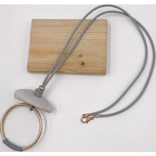 Kara&Kale Boho Fashion Jewelry Gothic Pendant Necklace Natural Leather Cord Resin Stone Vintage Collares Long Necklace Women