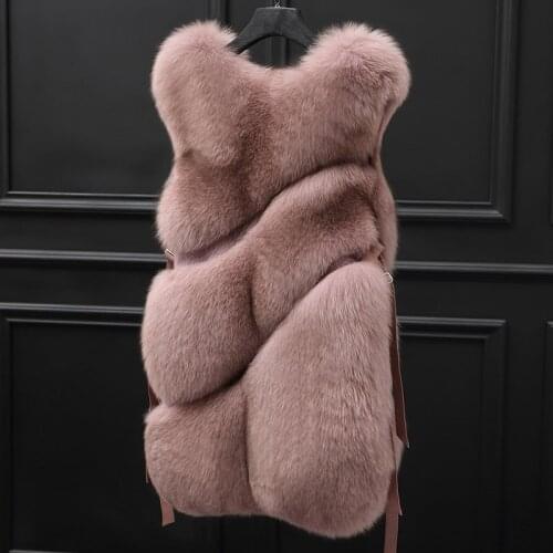 Coat Winter Thick Warm Coats Women Korean Vintage Slim Waistcoat Real Fox Fur Vest Jacket Chalecos Para Mujer ZL678