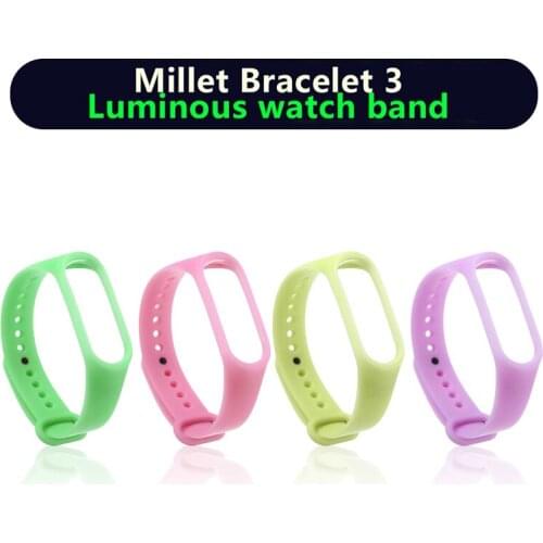 For Xiaomi MI Band 4/3 Luminous Strap Fashion Candy Color Replacement Wrist Band For Xiaomi Watch Sport Adjustable Watchbands