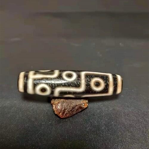 Tibet Amulet Totem 9 Eyes DZI 15*57mm Agate Beads Black/White Line Weathered Pattern Men&Women Jewelry DIY Free Shipping