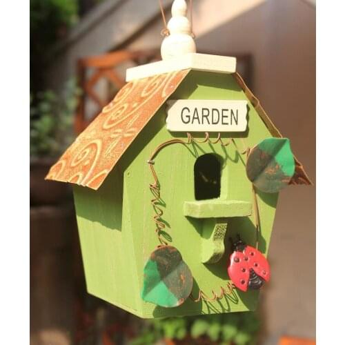 Outdoor Solid Wood Metal Simulation Wall Haning Bird Nest Courtyard Villa Furnishings Crafts Garden Balcony Ornaments Decoration